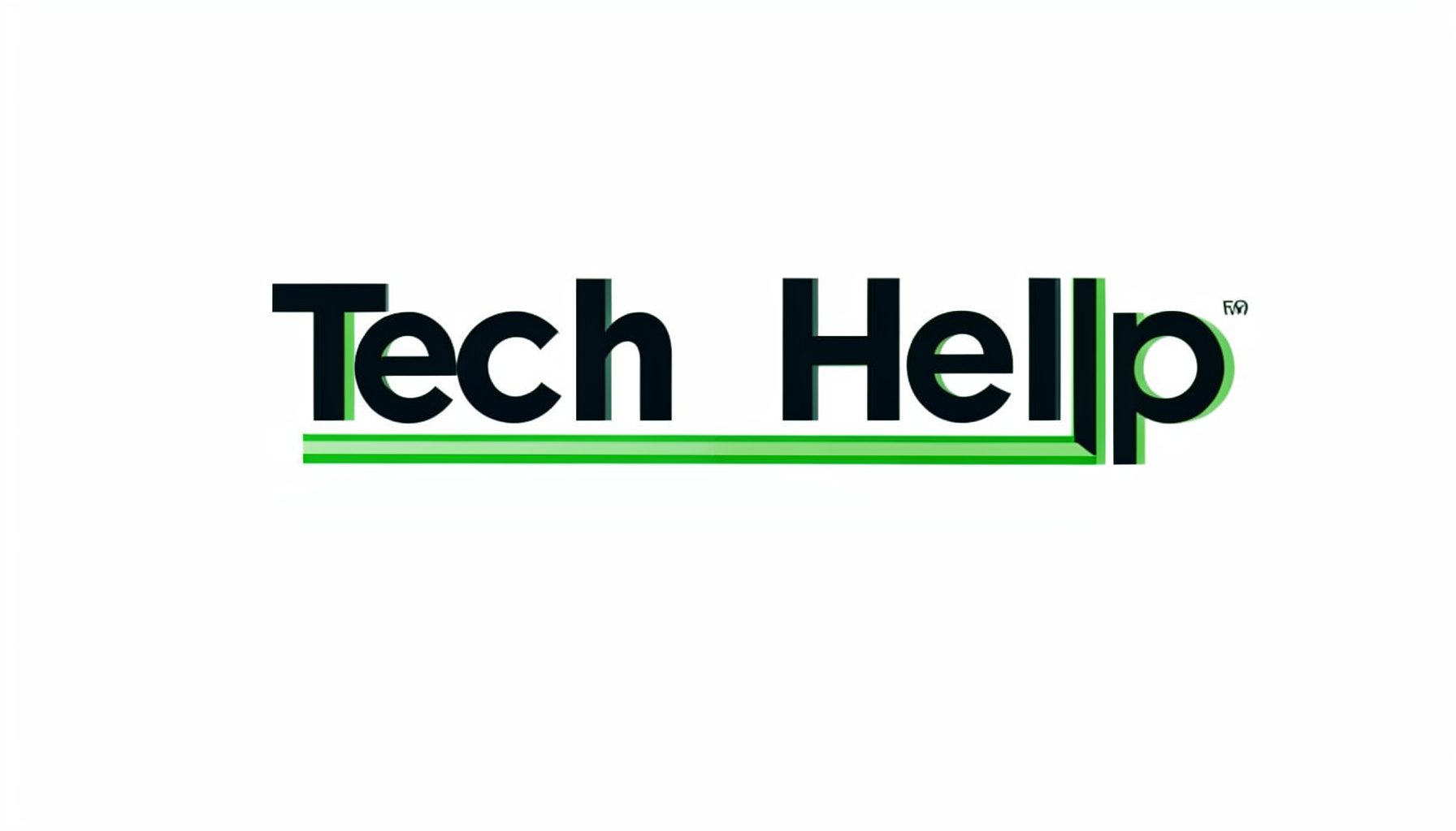 Bold dark text reading Tech Help with a green accent line beneath.