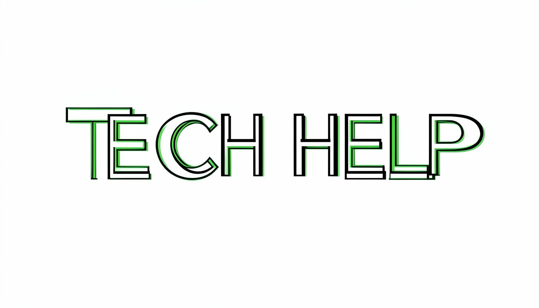 Bold uppercase text reading TECH HELP in black on a white background.