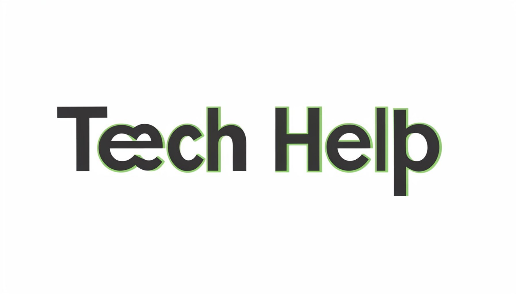 Bold uppercase text reading Tech Help in dark gray on a white background