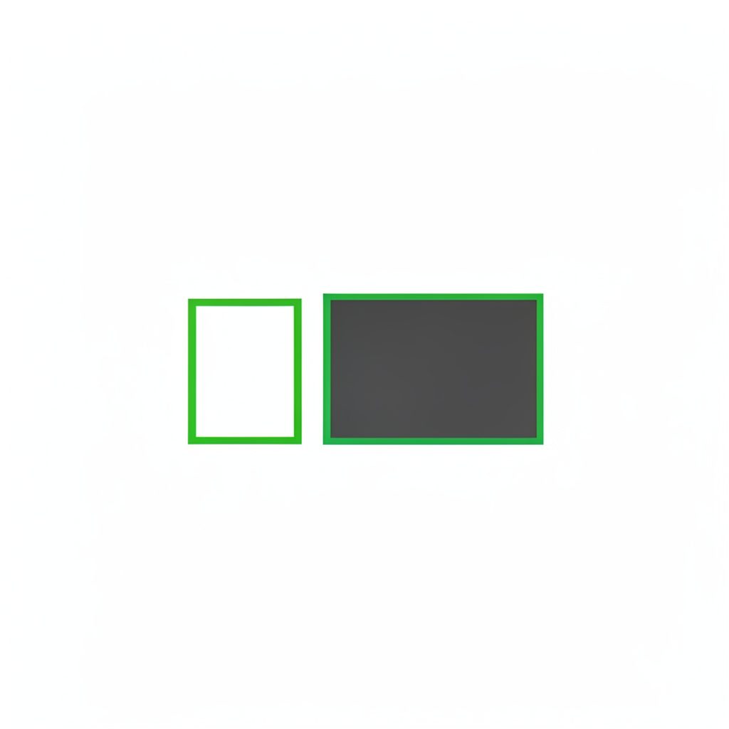 Simple geometric logo: a small green square beside a dark gray rectangle, clean and minimal