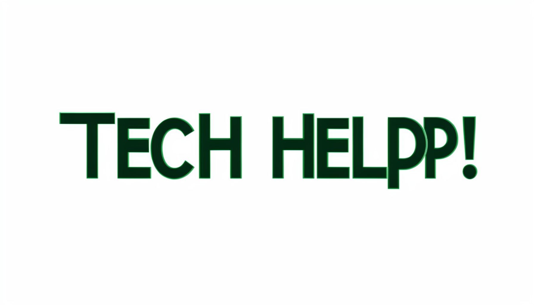 Tech Help! wordmark in bold uppercase lettering, dark text